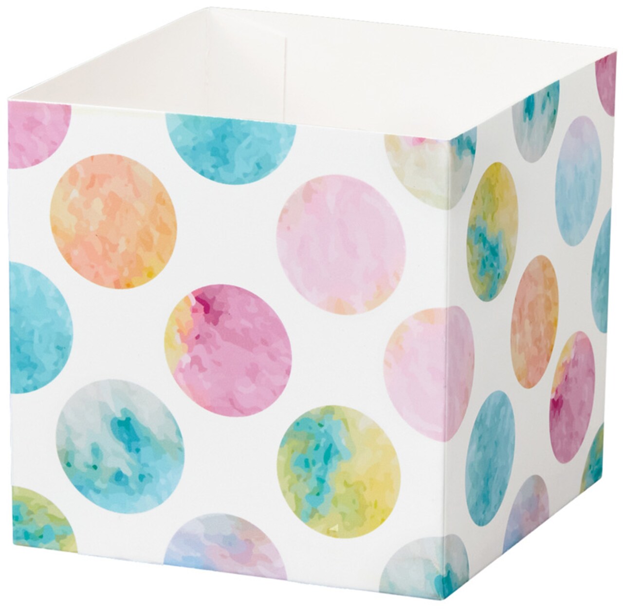 Pack/6: Watercolour Dots Square Party Favor Box - 3-3/4 x 3-3/4 x 3-3/4"